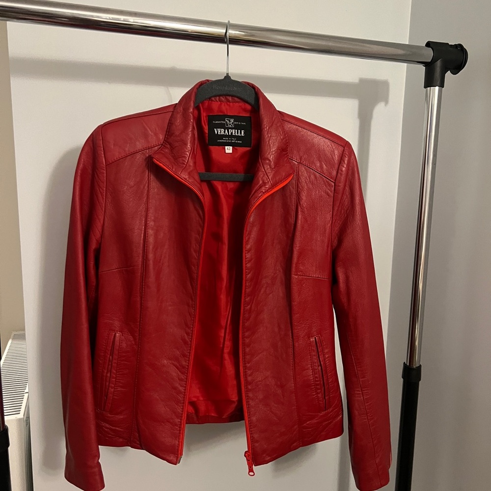 Women's Red Leather Jacket